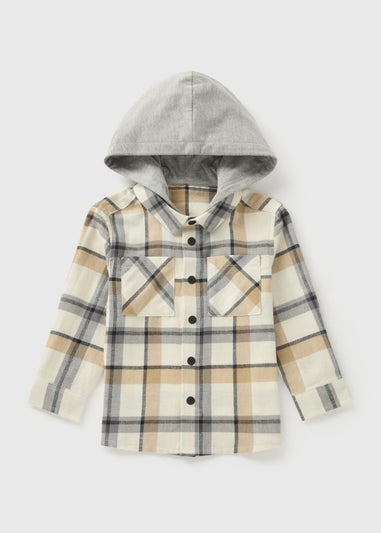 Boys Stone Check Hooded Shacket (1-7yrs)