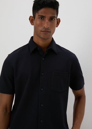 Navy Textured Jersey Shirt