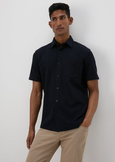 Navy Textured Jersey Shirt