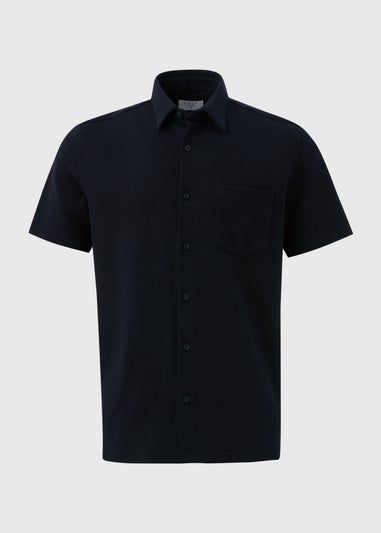 Navy Textured Jersey Shirt