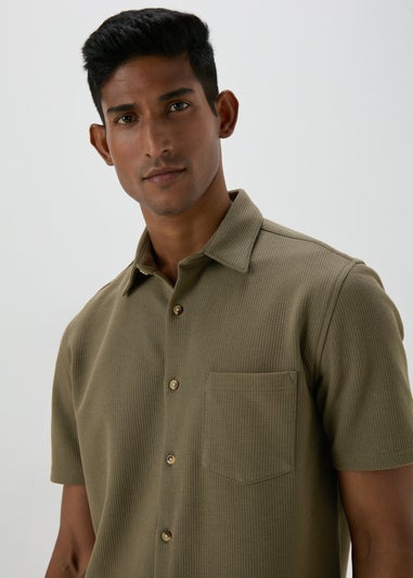 Olive Textured Jersey Shirt