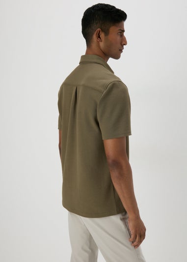 Olive Textured Jersey Shirt