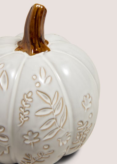 Cream Embossed Pumpkin Ornament