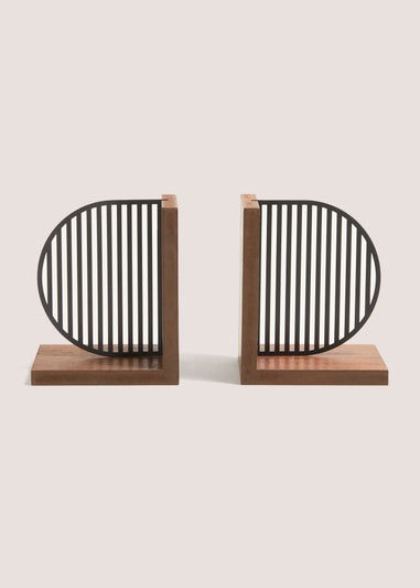 Set of 2 Wooden Bookends