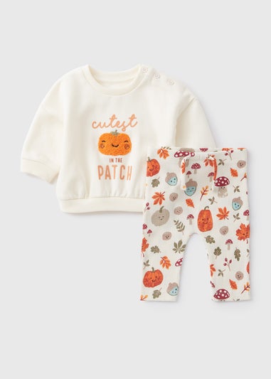 Baby Cream Pumpkin Sweatshirt & Leggings Set (Newborn-23mths)