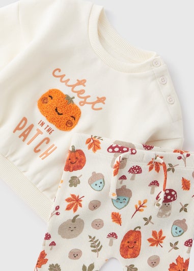 Baby Cream Pumpkin Sweatshirt & Leggings Set (Newborn-23mths)