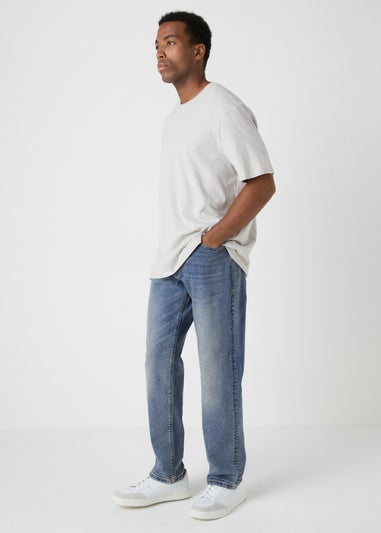 Mid Wash Straight Fit Jeans