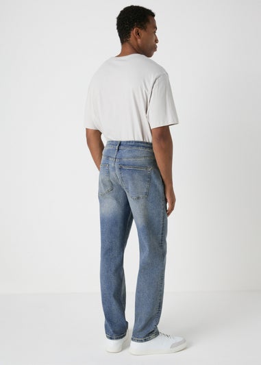 Mid Wash Straight Fit Jeans