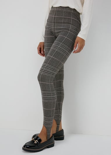 Brown Check Ponte Leggings