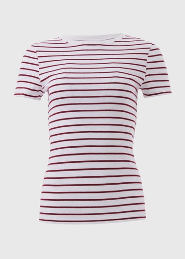 Burgundy Stripe Fitted T-Shirt