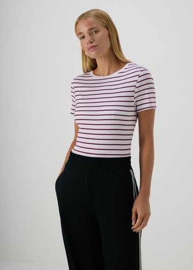 Burgundy Stripe Fitted T-Shirt