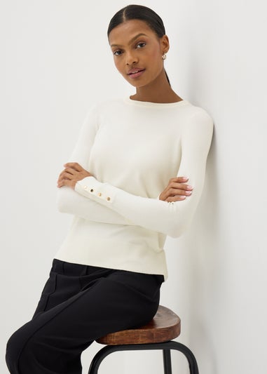 Et Vous Cream Round Neck Jumper