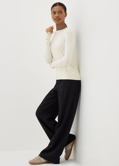 Et Vous Cream Round Neck Jumper