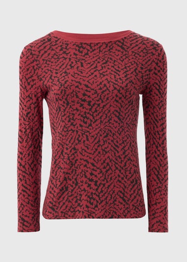 Red Printed Long Sleeved T-Shirt