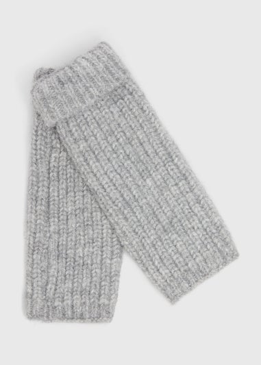 Grey Ribbed Gloves