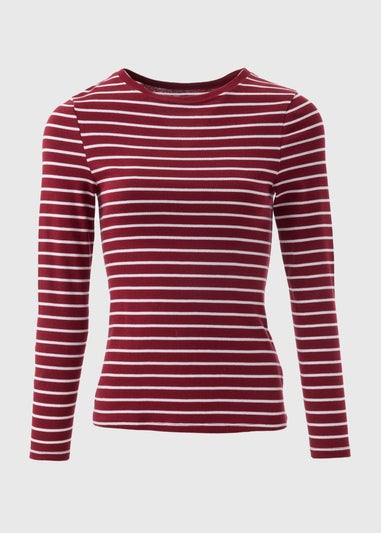 Burgundy Stripe Fitted T-Shirt