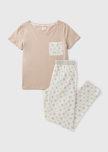 Beige Star Top & Bottoms Pyjama Set