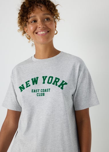 Grey Oversized NEW YORK T-Shirt