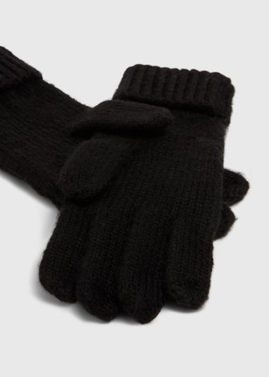 Black Cable Knit Gloves