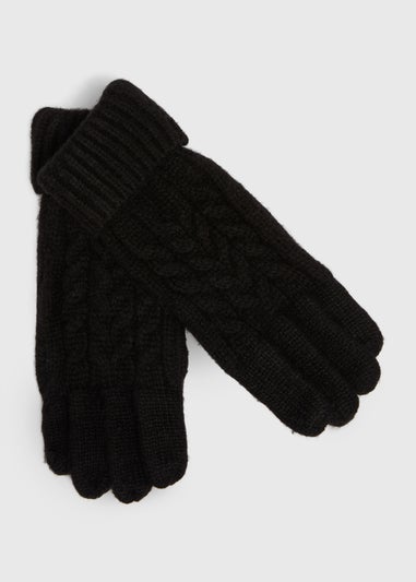 Black Cable Knit Gloves