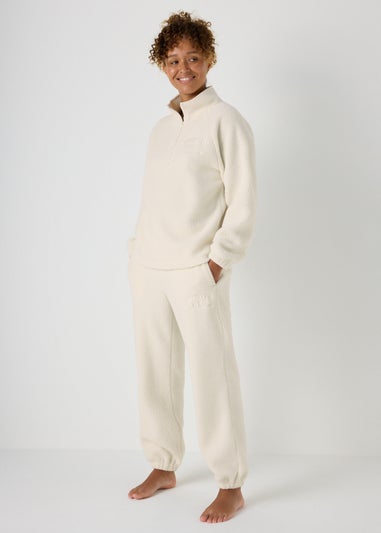 Cream Borg Loungewear Set