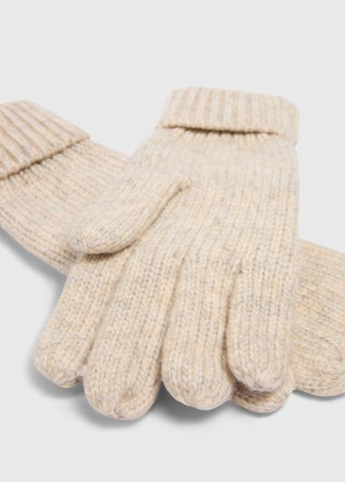 Oatmeal Cable Knit Gloves