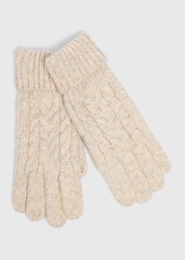 Oatmeal Cable Knit Gloves