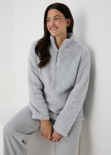 Grey Quarter Zip Snuggle Top