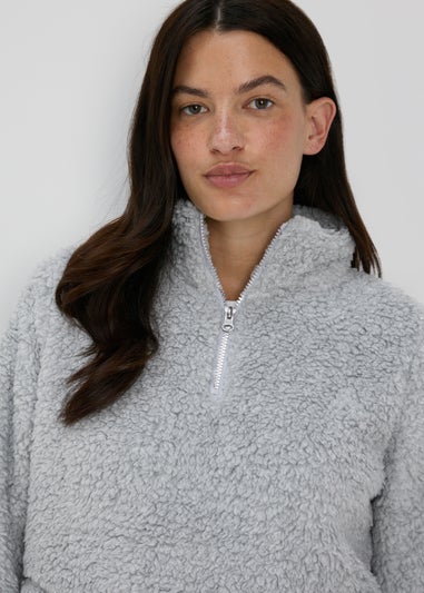 Grey Quarter Zip Snuggle Top