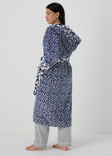 Navy Animal Print Dressing Gown