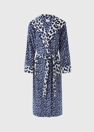 Navy Animal Print Dressing Gown