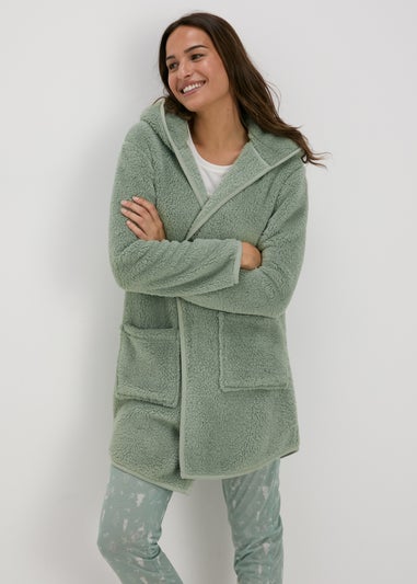 Green Fleece Cardigan