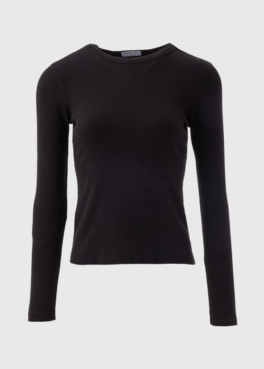 Black Long Sleeve Ribbed Top