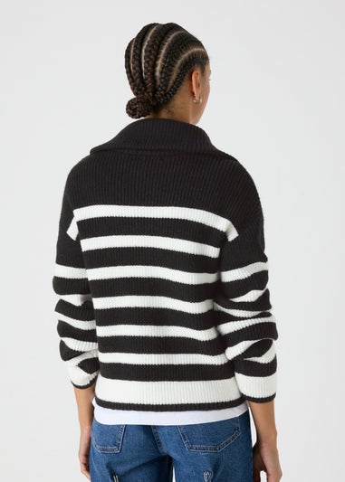 Stripe Zip Knitted Cardigan