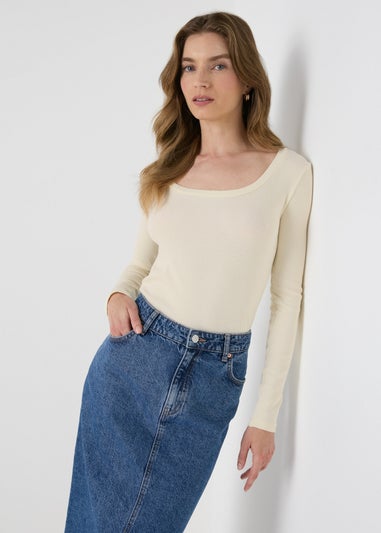 Cream Scoop Neck Top