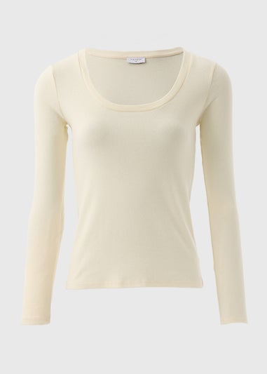 Cream Scoop Neck Top