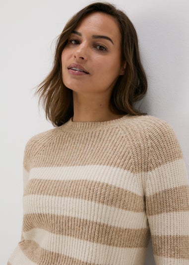 Neutral Stripe Knitted Jumper