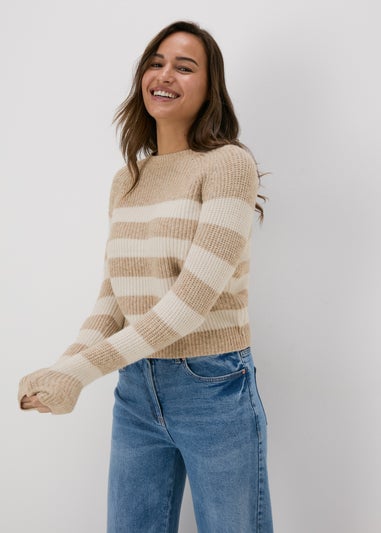 Neutral Stripe Knitted Jumper