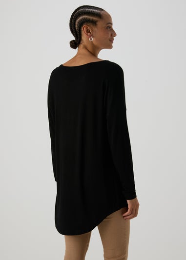 Black Long Sleeve Viscose T-Shirt