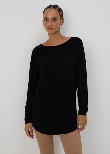 Black Long Sleeve Viscose T-Shirt