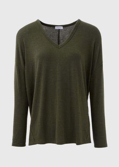 Khaki V Neck T-Shirt