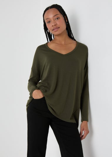 Khaki V Neck T-Shirt