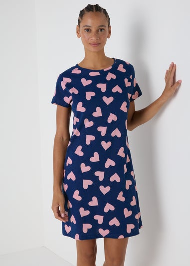 Navy Heart Print Nightie