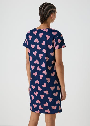 Navy Heart Print Nightie