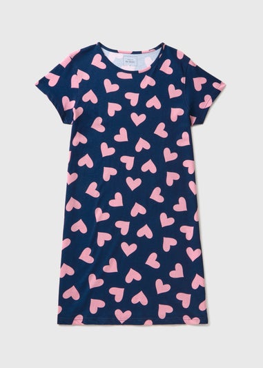 Navy Heart Print Nightie