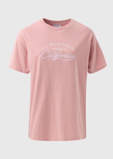 Papaya Petite Pink Oversized Graphic T Shirt