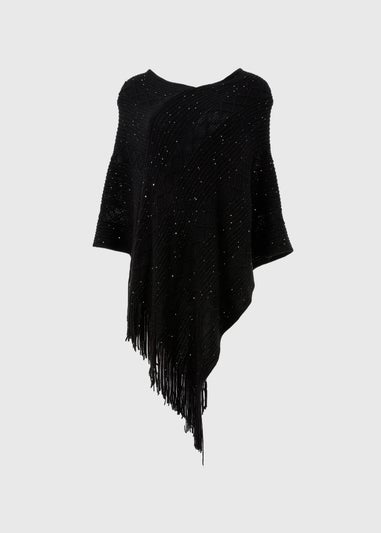 Black Sequin Poncho