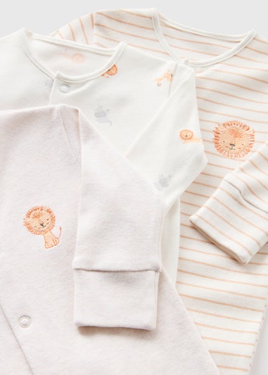 3 Pack Baby Oatmeal Safari Sleepsuits (Newborn-18mths)