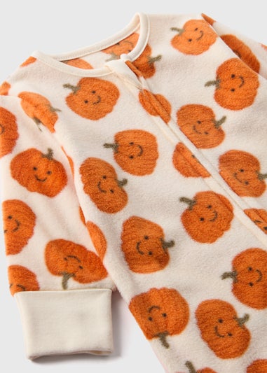 Baby Cream Pumpkin Fleece Sleepsuit (Newborn-18mths)