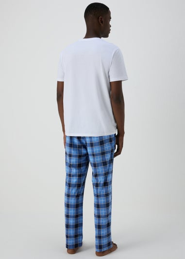 2 Pack Blue Check Woven Pyjama Bottoms